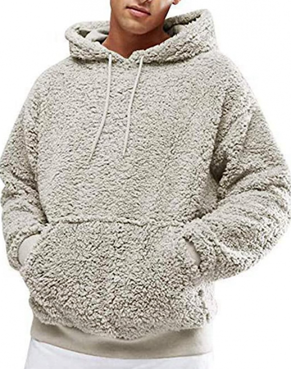 Hoodie dengan aksen hoodie berbulu yang mewah